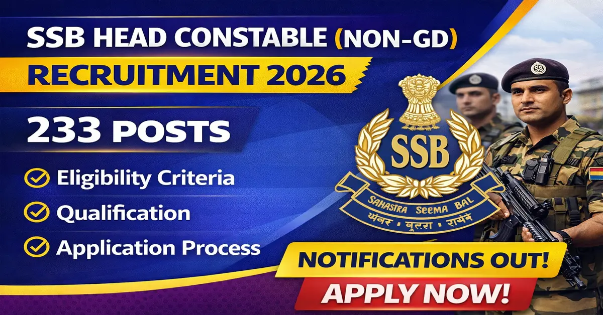 SSB Head Constable Non GD Recruitment 2026