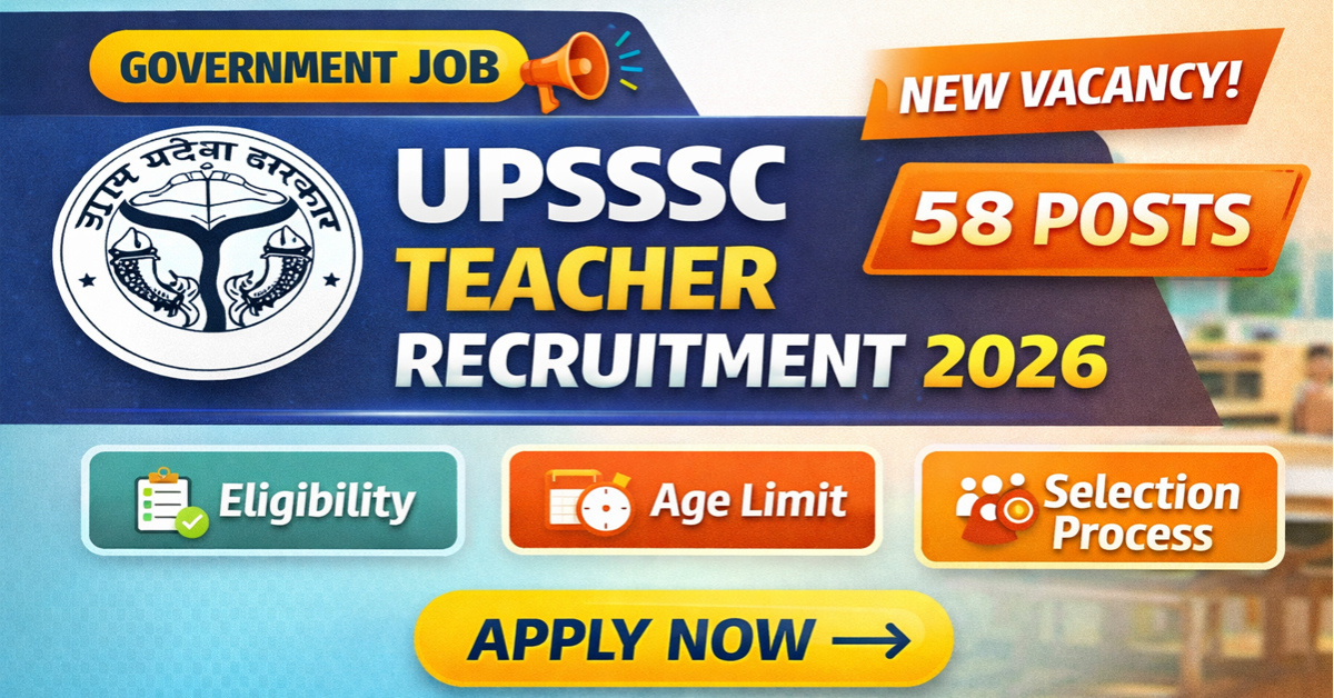 UPSSSC Teacher Cadre JTC Recruitment 2026