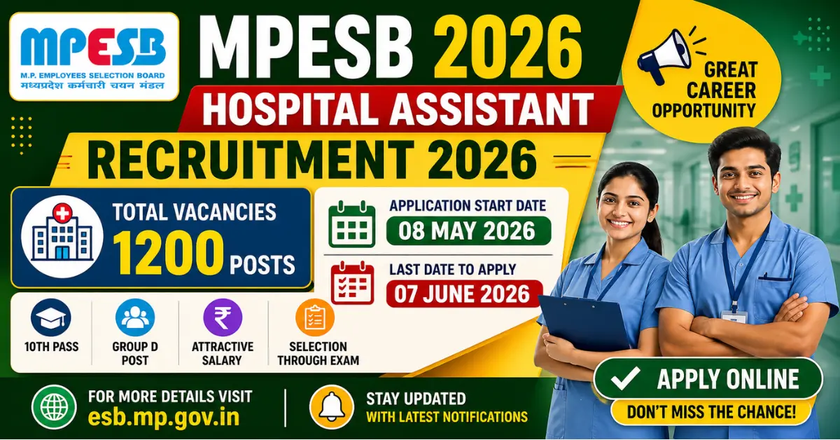 MPESB Hospital Assistant Recruitment 2026 Out 1200 Posts