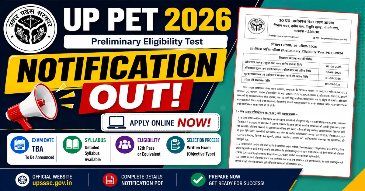 UPSSSC PET Application Form 2026 Notification Apply Online