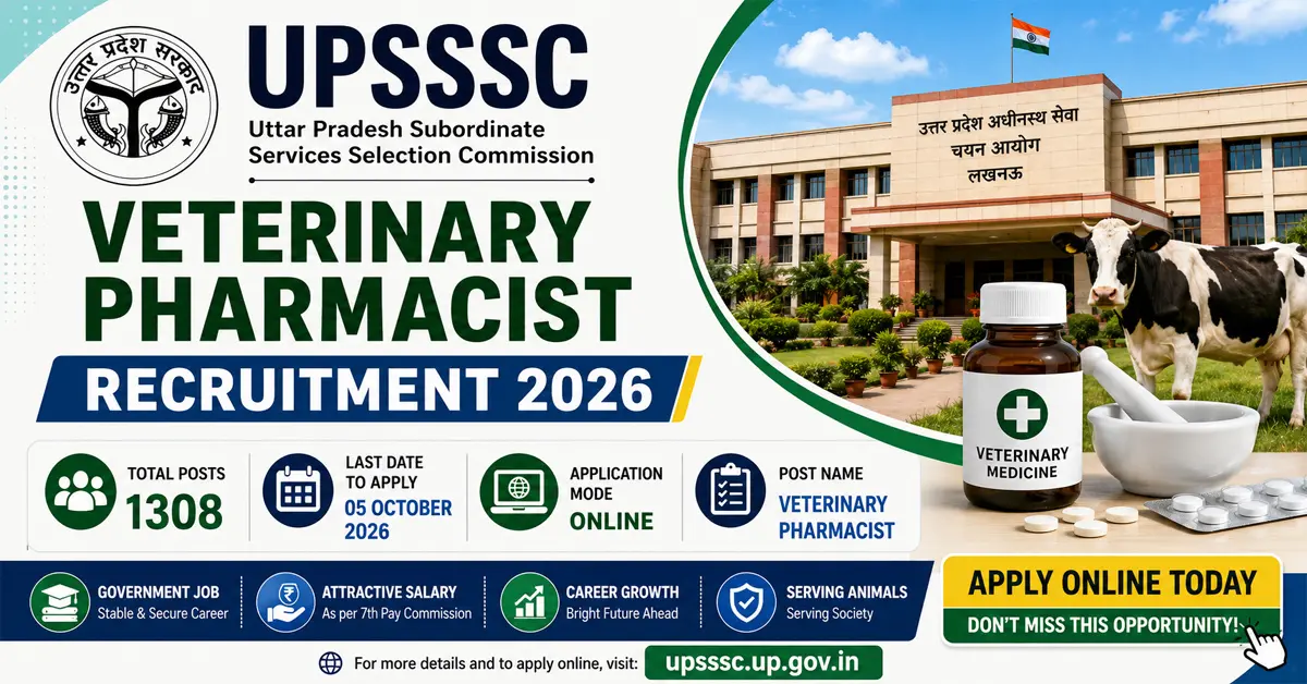 UPSSSC Veterinary Pharmacist Recruitment 2026 Apply Online