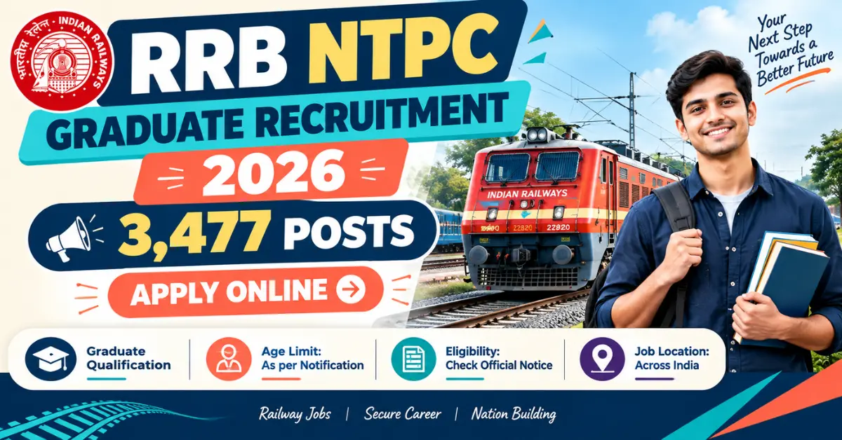 RRB NTPC Graduate Level Recruitment 2026 Apply For 3477 Posts