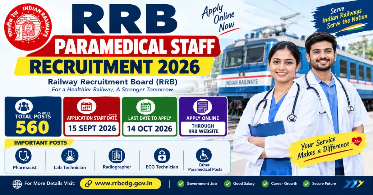 RRB Paramedical Staff Recruitment 2026 Apply Online Out for 590 Posts
